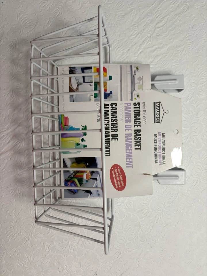 MAURICE White Wire Over the Door Storage Basket - photo 2