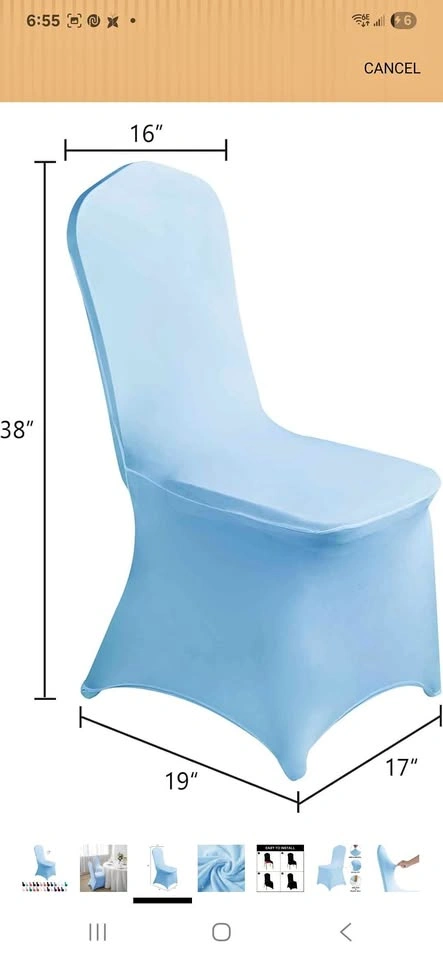Waterproof Spandex Chair Covers for rent - blue mist