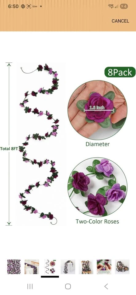 9pack 8ft each Artifical Flower Garland for decoration - photo 4