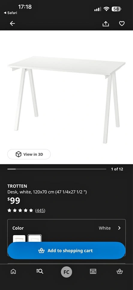 IKEA Trotten Table Office Desk 120x70cm