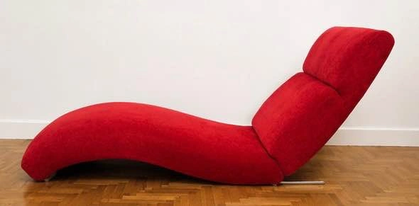 Modern Red Velvet Chaise Lounge / Sculptural Lounge Chair - photo 2
