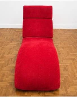 Modern Red Velvet Chaise Lounge / Sculptural Lounge Chair - photo 3
