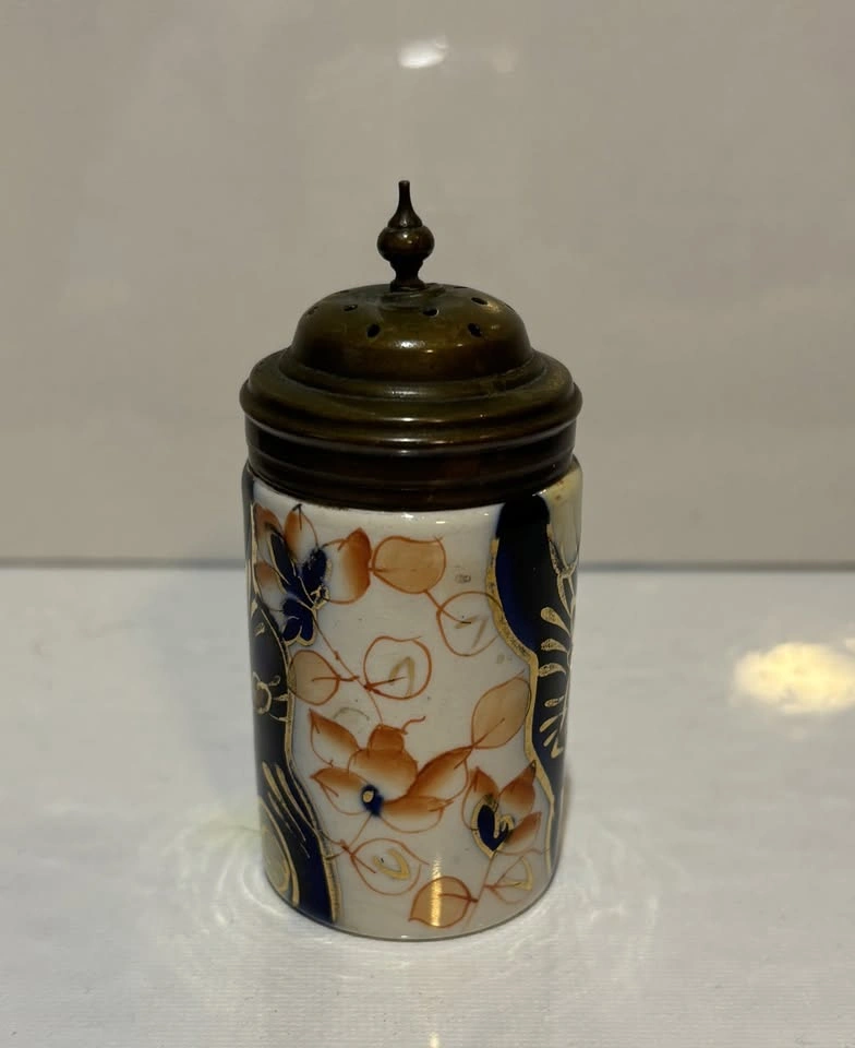 Gaudy Welsh Antique Porcelain Pewter Topped Shaker - photo 2