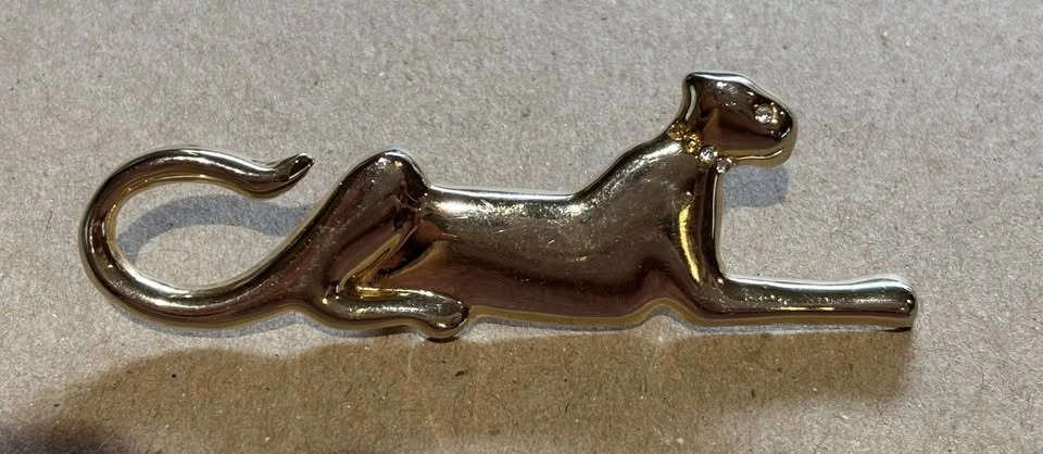 Leopard Gold Tone Pin Brooch Costume Jewelry - photo 2