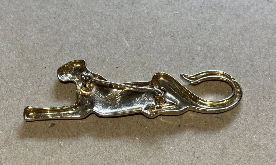 Leopard Gold Tone Pin Brooch Costume Jewelry - photo 3