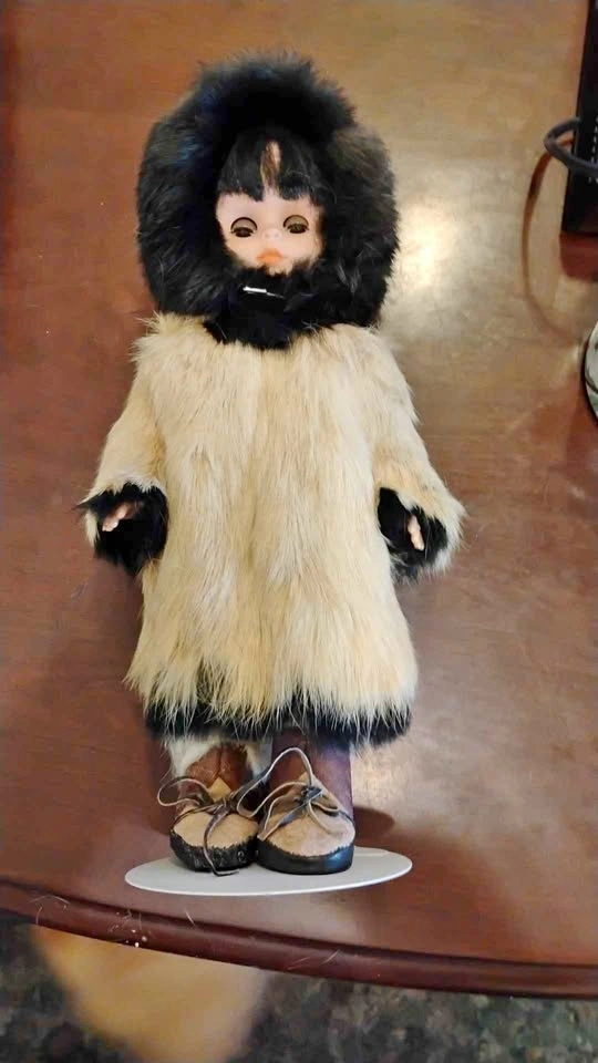 Genuine Fur Doll Coat With Doll & Stand