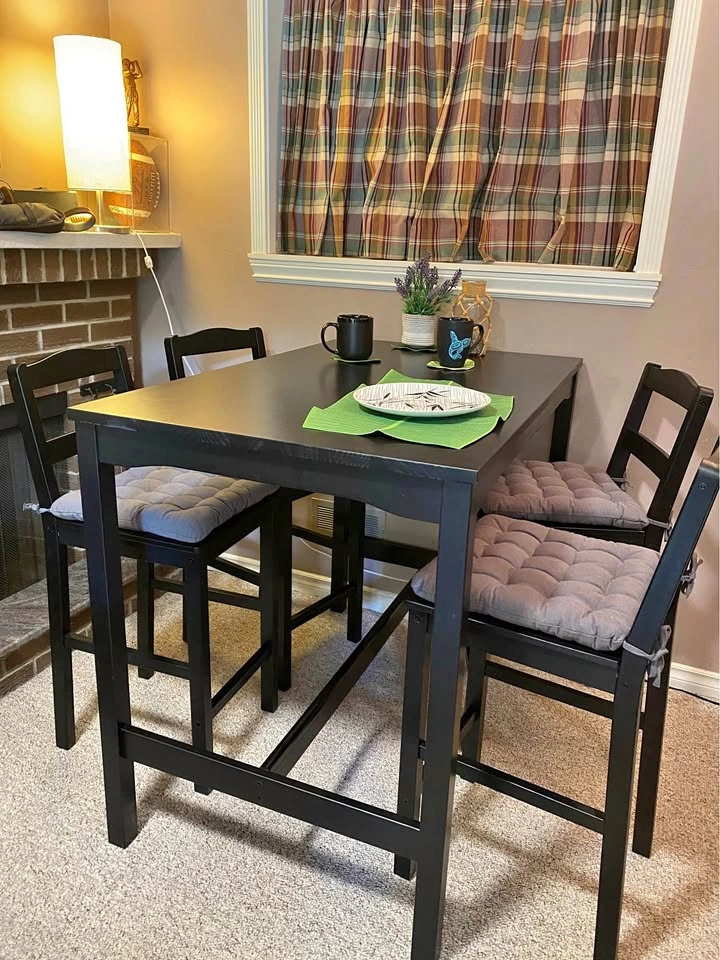 Black IKEA Hagernas Tall Dining Table Set