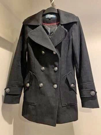 Women Black Peacock Jacket Coat - Small