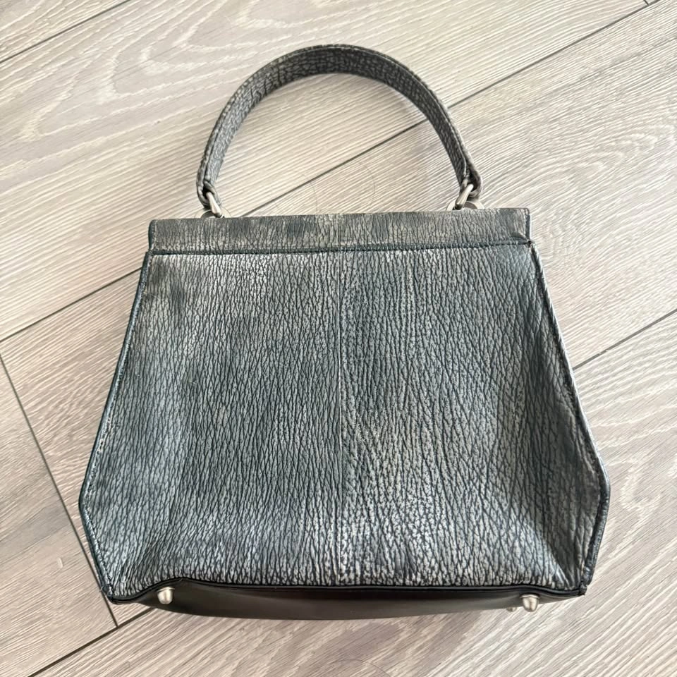 Dark Gray Textured Top Handle Handbag - photo 2