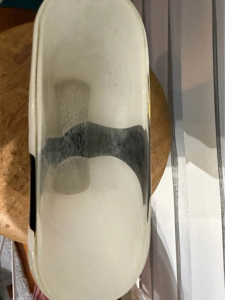 MCM White and Black Cased Glass Rectangular Vase - photo 3