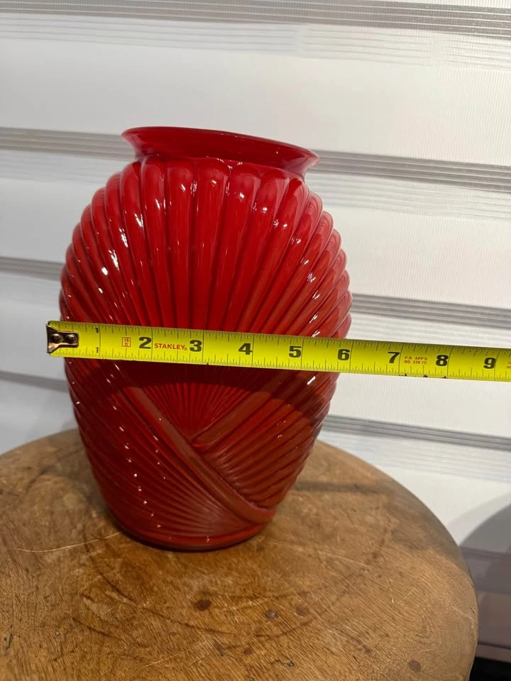 Anchor Hocking 1980’s Red Art Deco Vase - photo 2