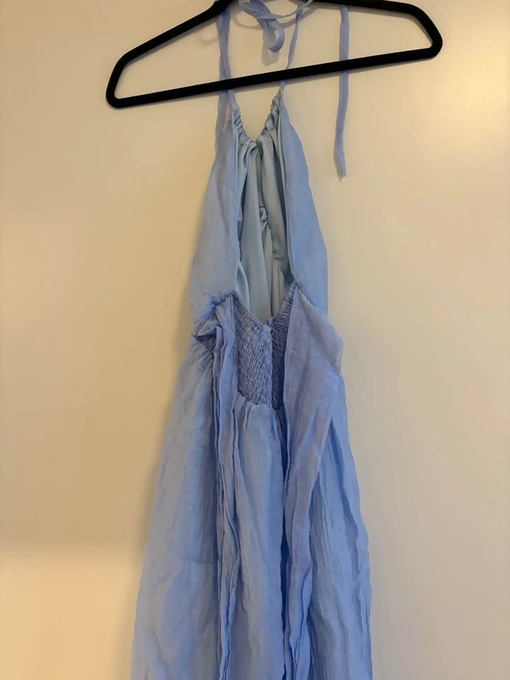 Blue Halter Flowy Backless Summer Dress - photo 2
