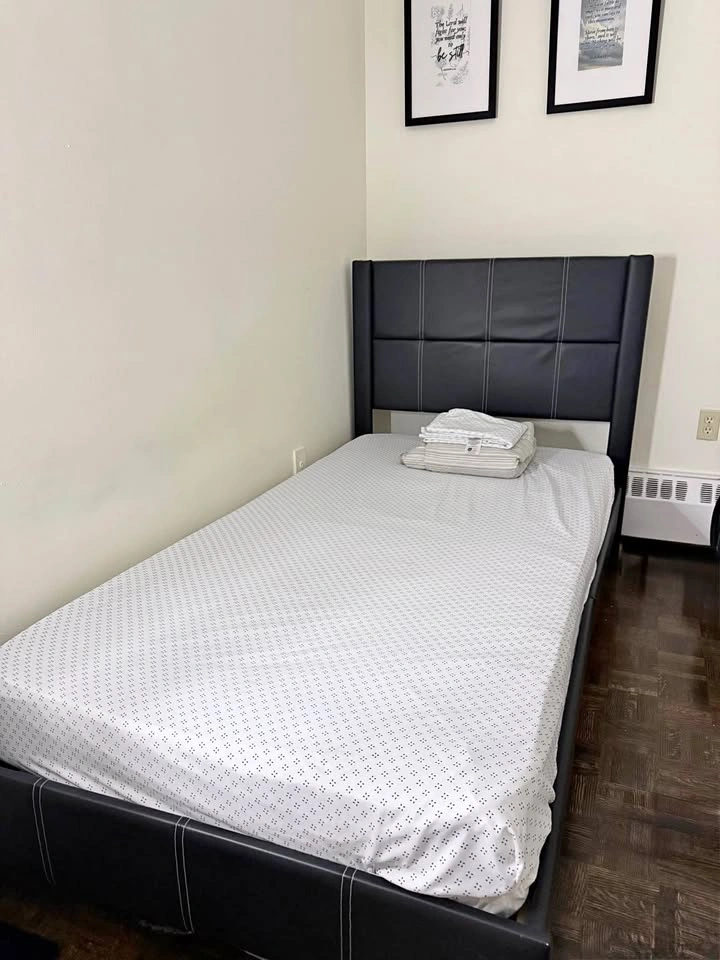 Twin Bed Frame and Mattress with Upholstered Headboard