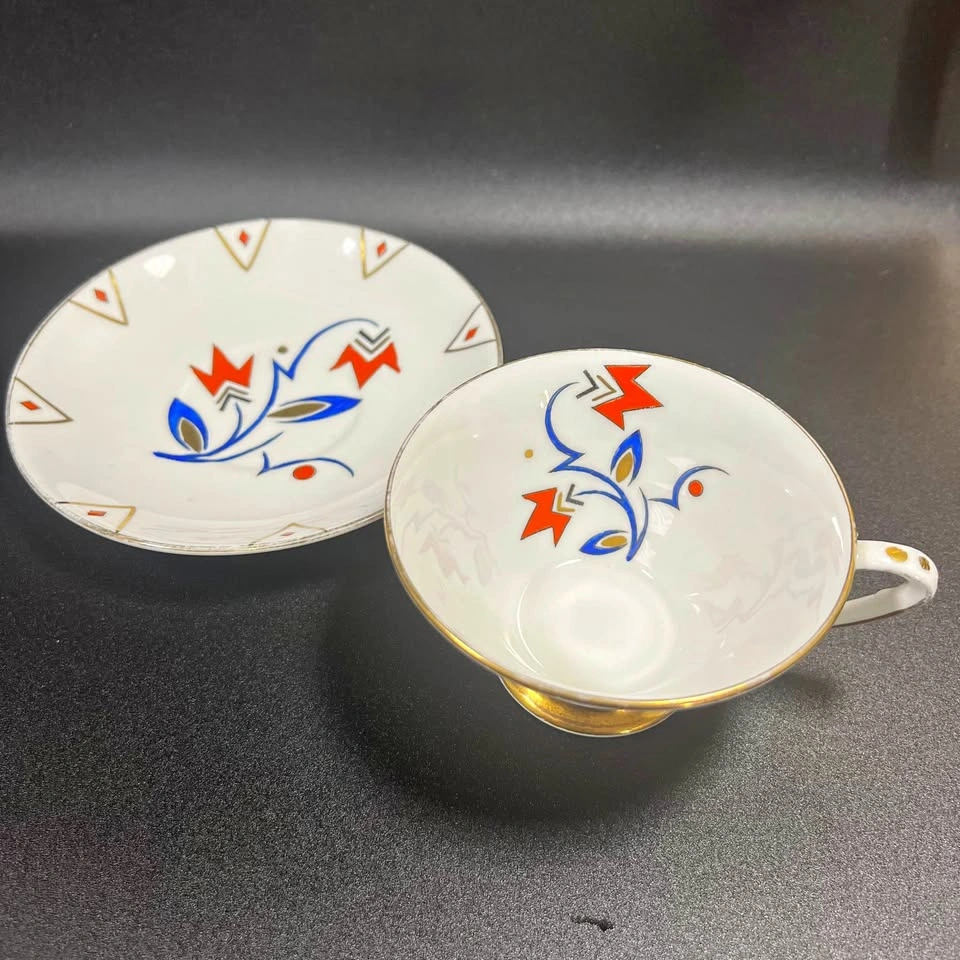 Art Deco Porcelain Tea Cup and Saucer