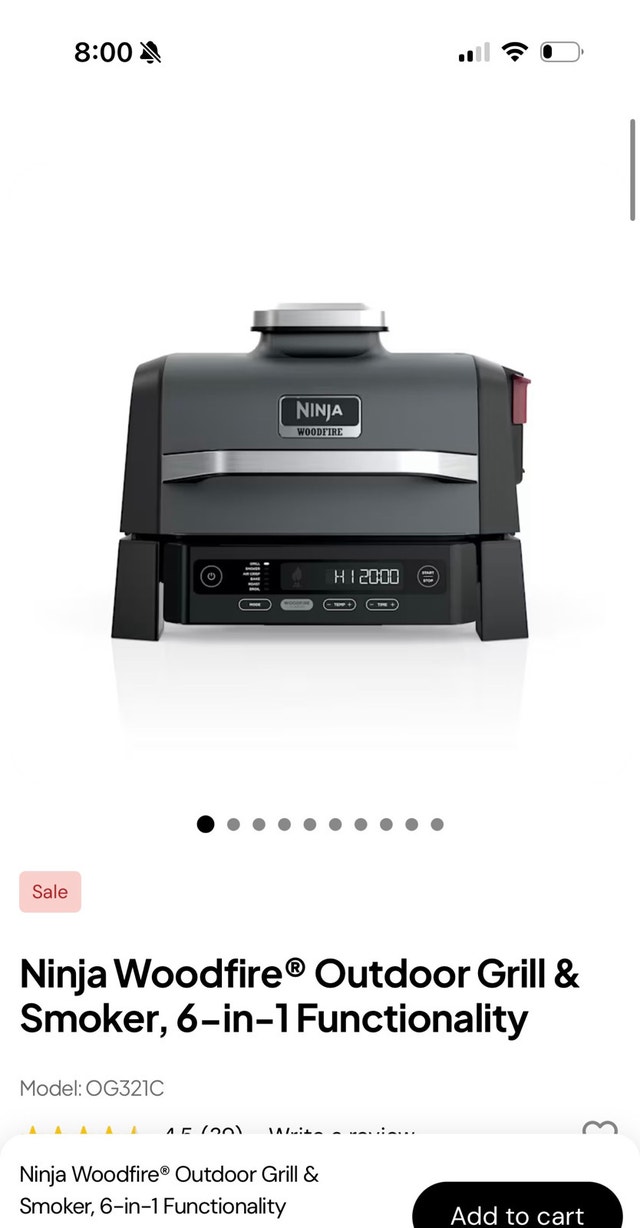 Ninja Woodfire Outdoor Grill & Smoker, 6-in-1