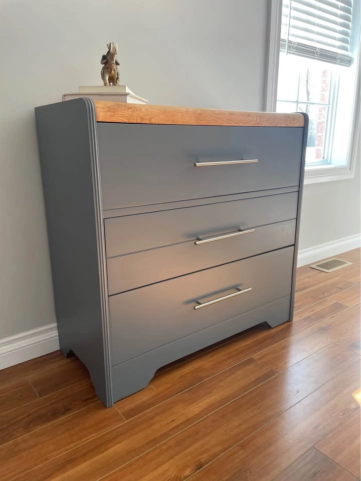 Modern Solid White Oak & Matte Grey 3-Drawer Dresser - photo 2