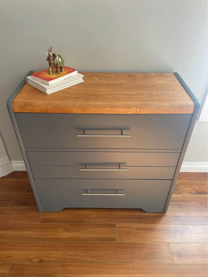 Modern Solid White Oak & Matte Grey 3-Drawer Dresser - photo 5