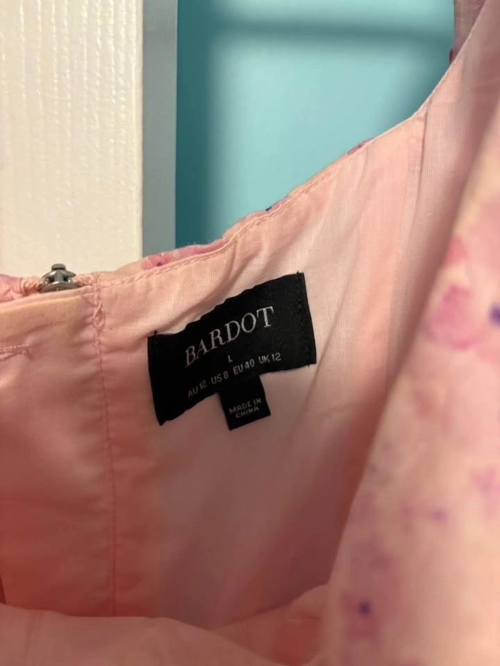 Bardot Pink Corset Floral Puff Sleeve Mini Dress US 8 - photo 3