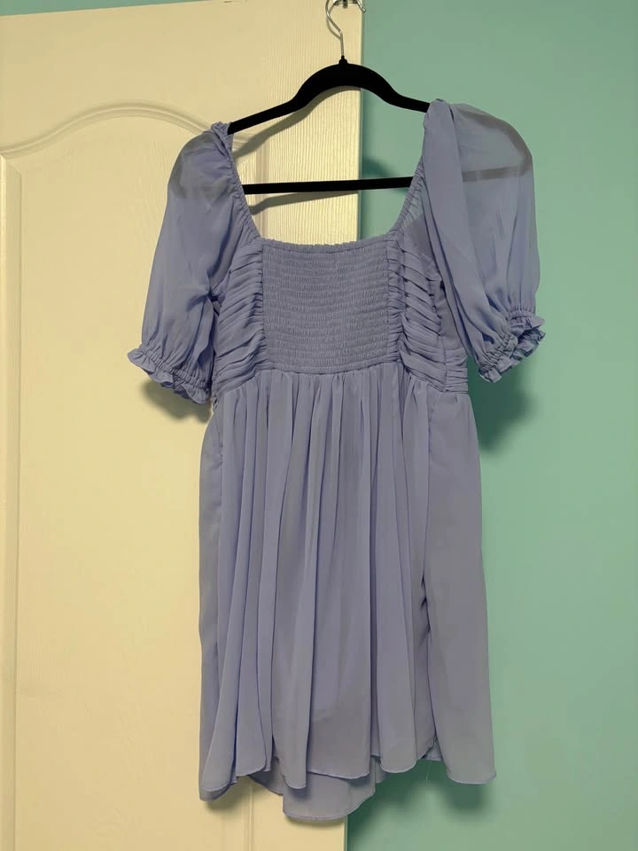 Abercrombie & Fitch Periwinkle Puff Sleeve Smocked Mini Dress - photo 2