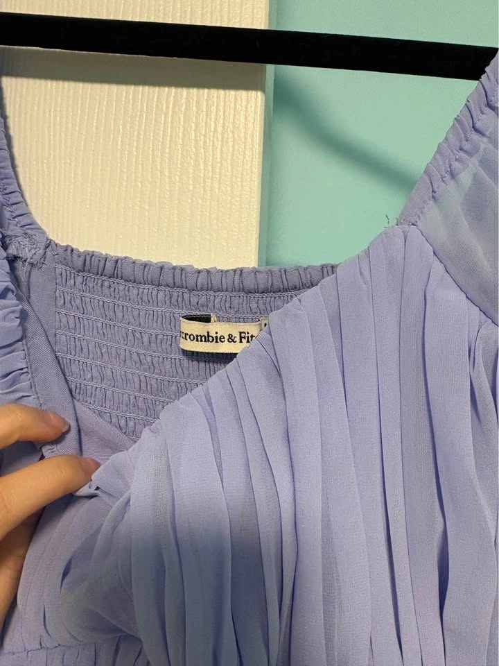 Abercrombie & Fitch Periwinkle Puff Sleeve Smocked Mini Dress - photo 3