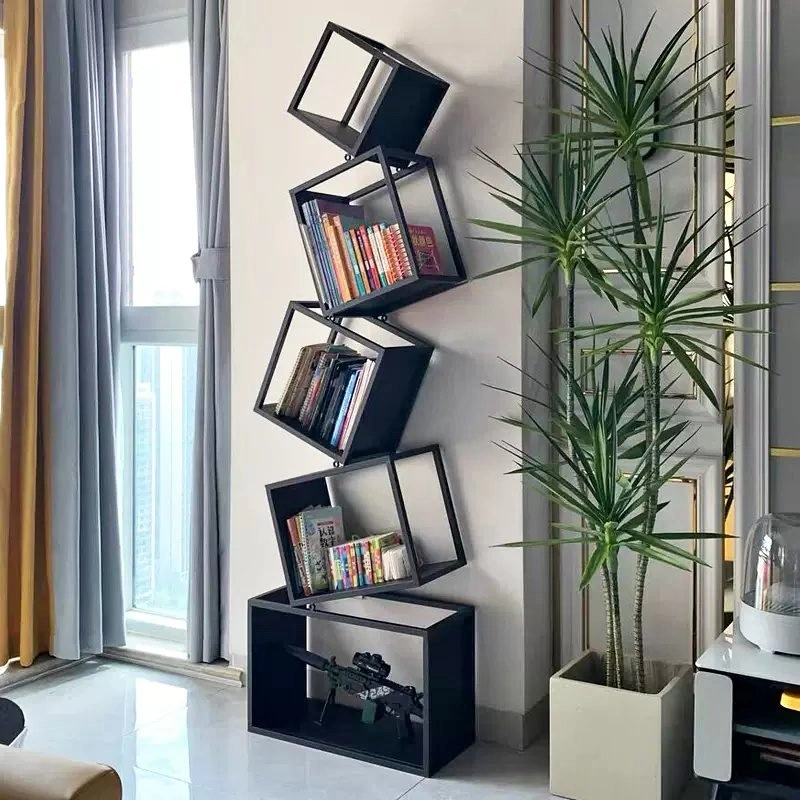 Stylish Black 5-Tier Bookshelf - Contemporary Home Decor & Stora