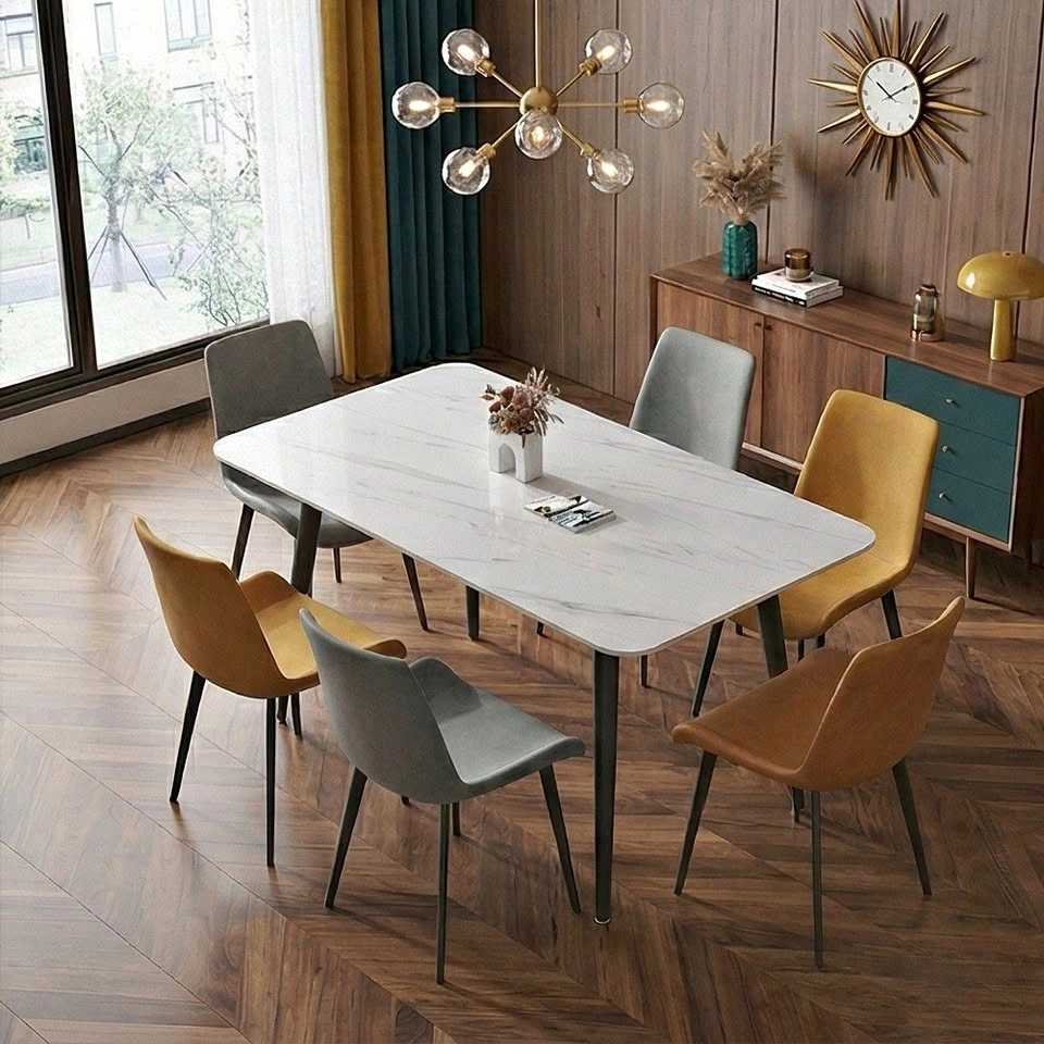 Sleek Dining Table with Rock Plate - Modern Living Room Table