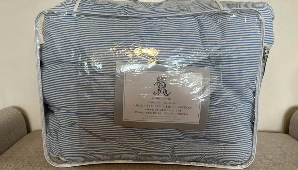 Rachel Ashwell Queen 3 Piece Blue Stripe Comforter Set - photo 2