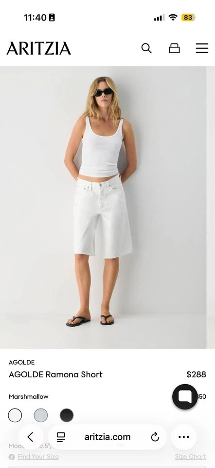 AGOLDE Ramona Denim Shorts Size 27 NWT