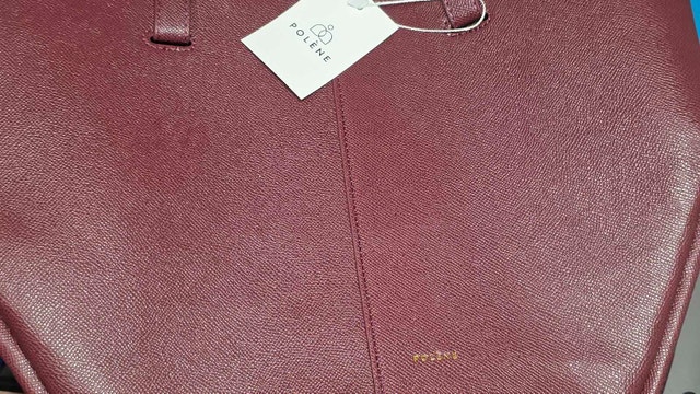 New Polène Cyme Tote Bag - Burgundy Grained Leather (Unused)
