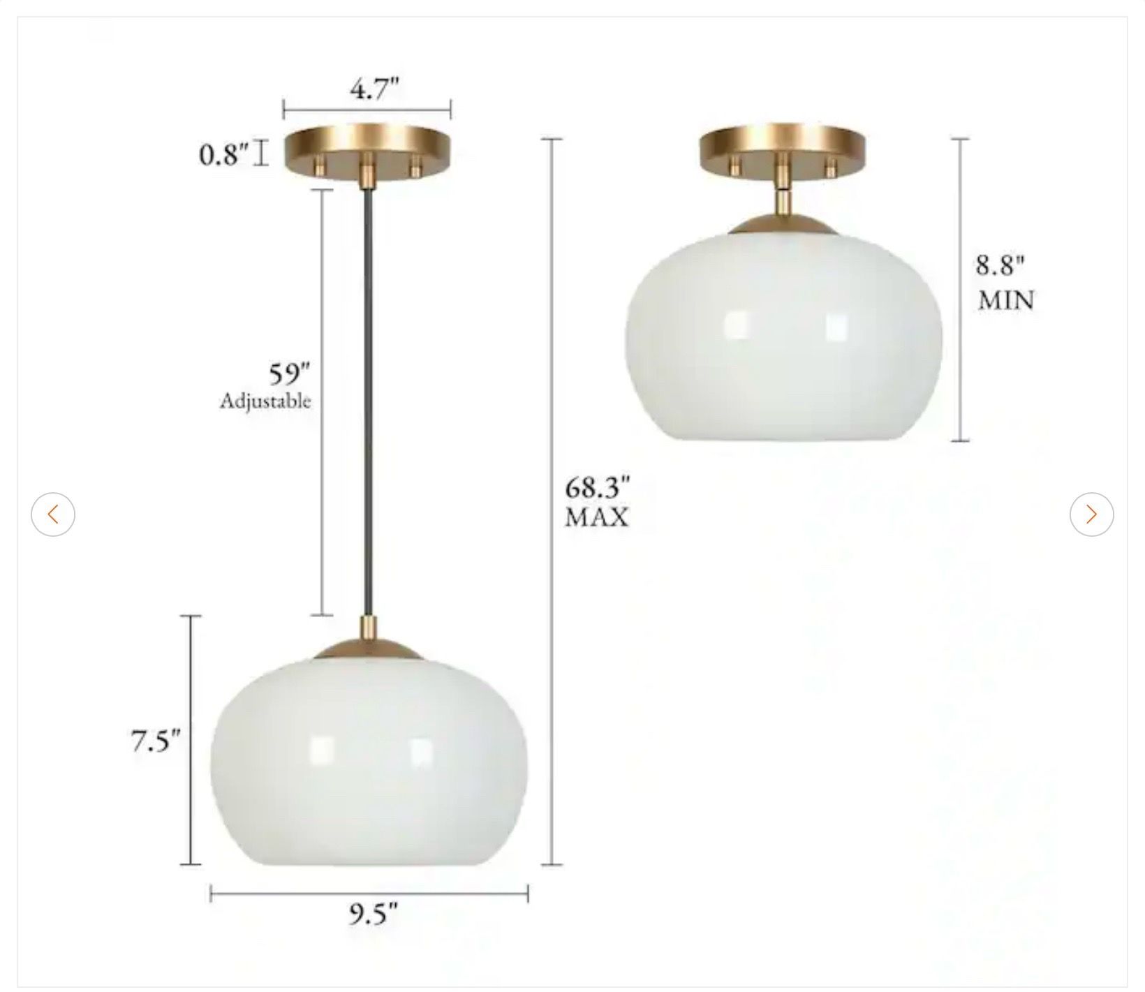 2 Modern Opal Glass Pendant Hanging Lights - photo 3