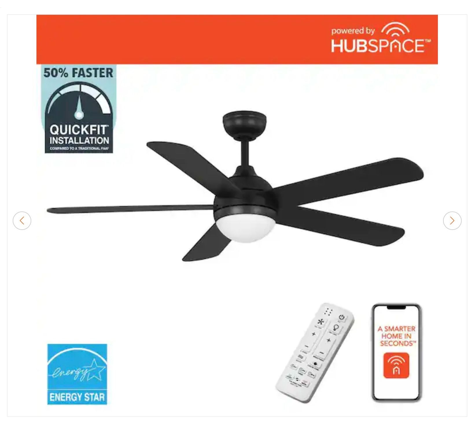 Hampton Bay Morland 52 in. Smart Ceiling Fan - New - photo 3