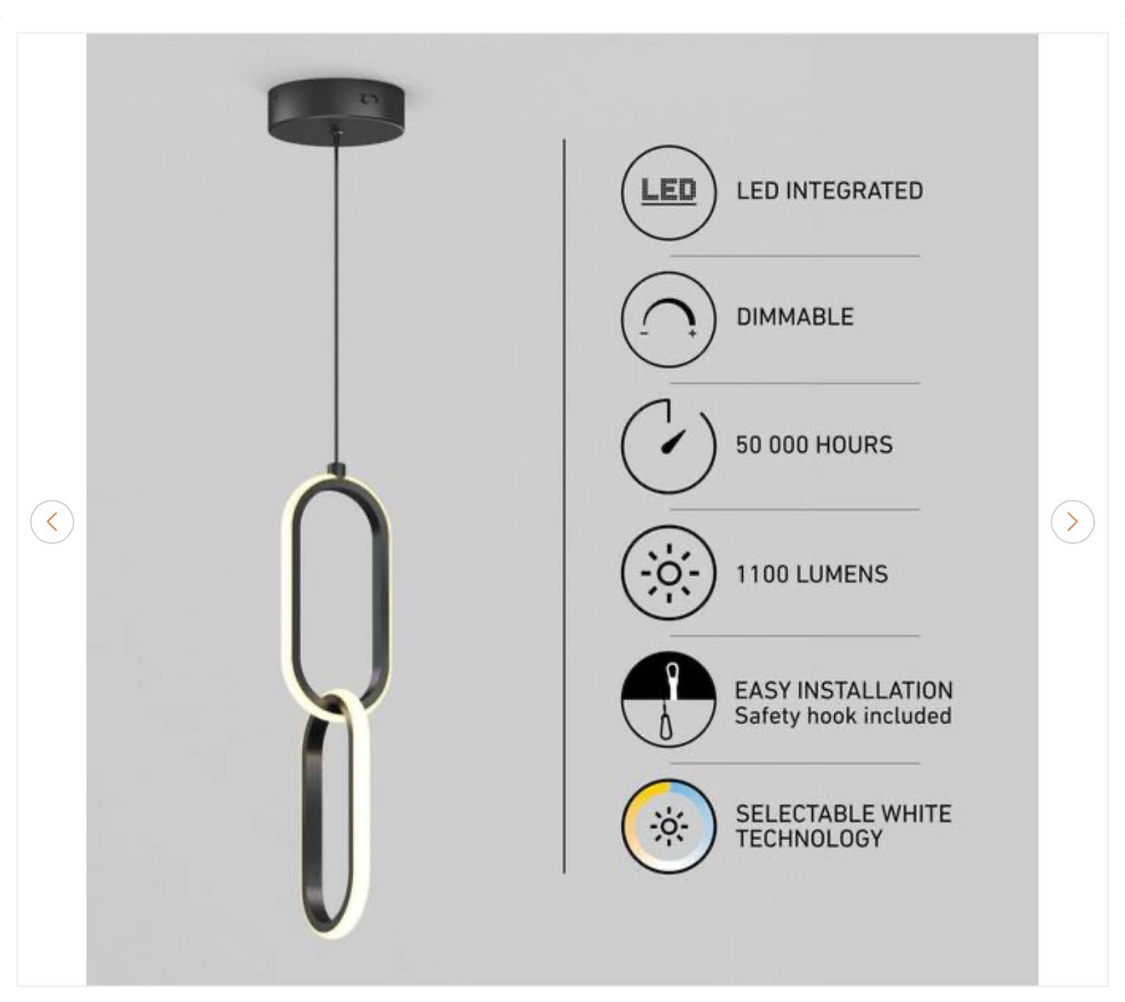 Artika Catena 20W 2-Light Matte Black LED Pendant Light - photo 4