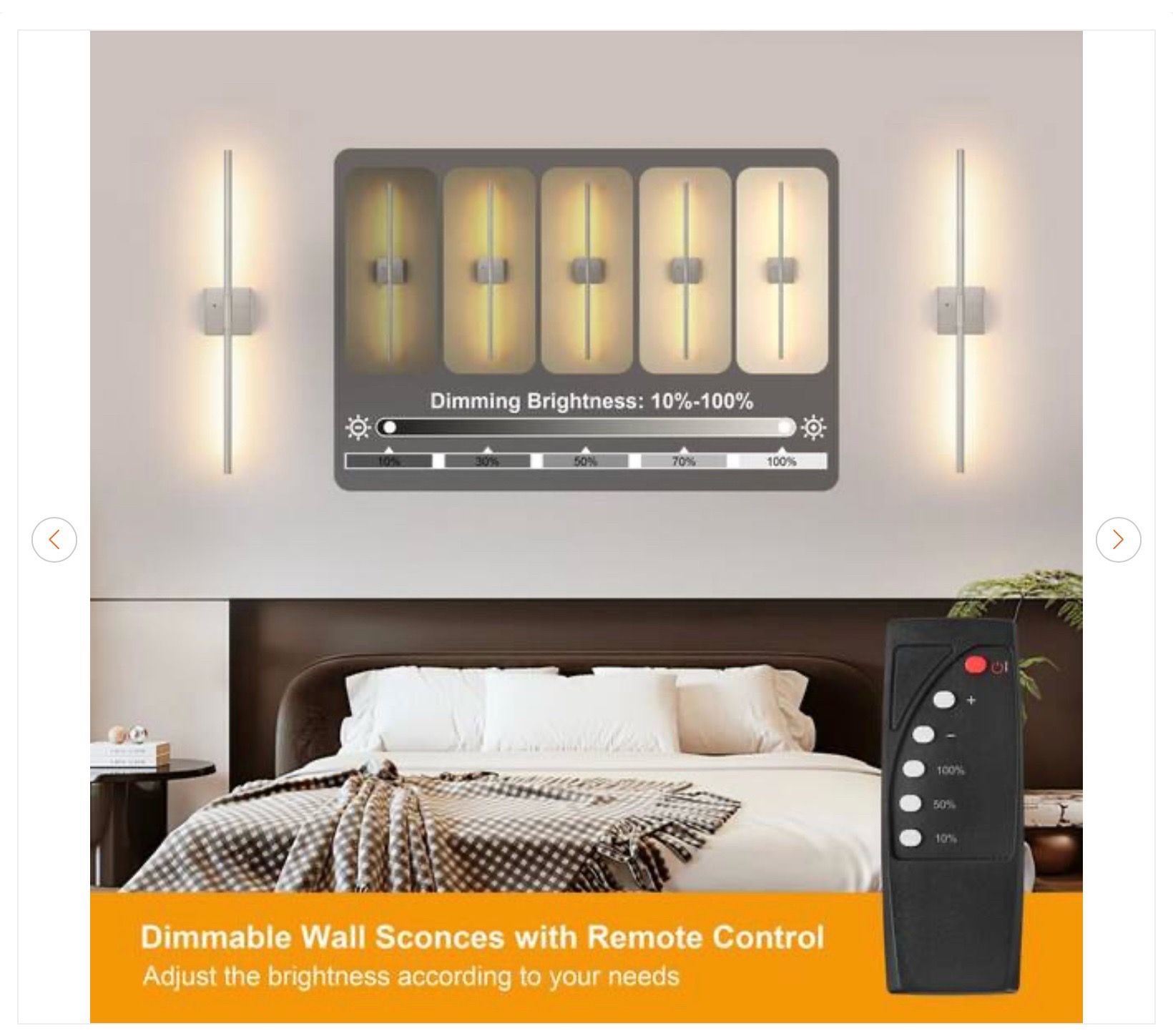 24 in. Brushed Nickel Sconce Set (2) - Rechargeable LED - photo 3