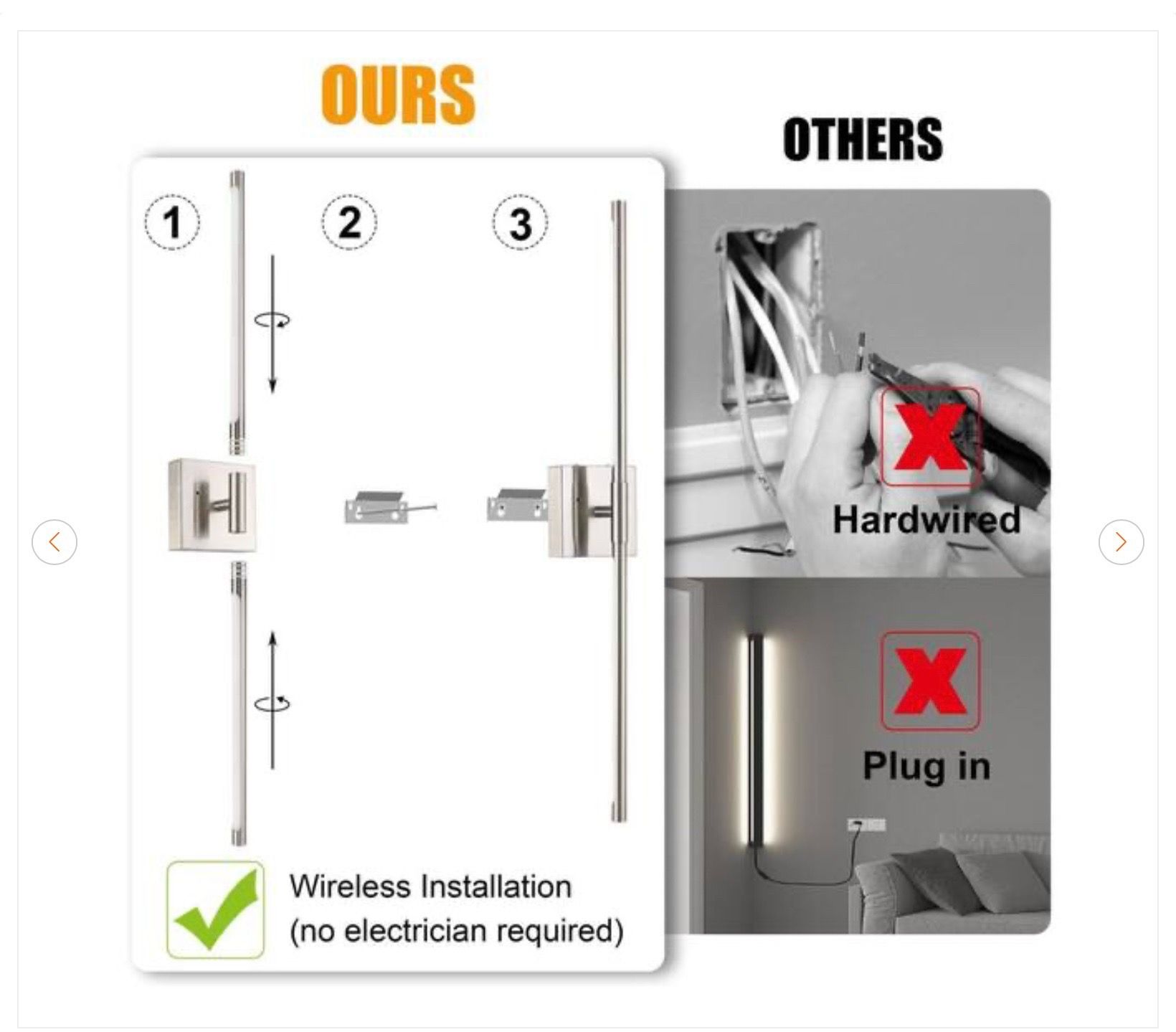 24 in. Brushed Nickel Sconce Set (2) - Rechargeable LED - photo 5