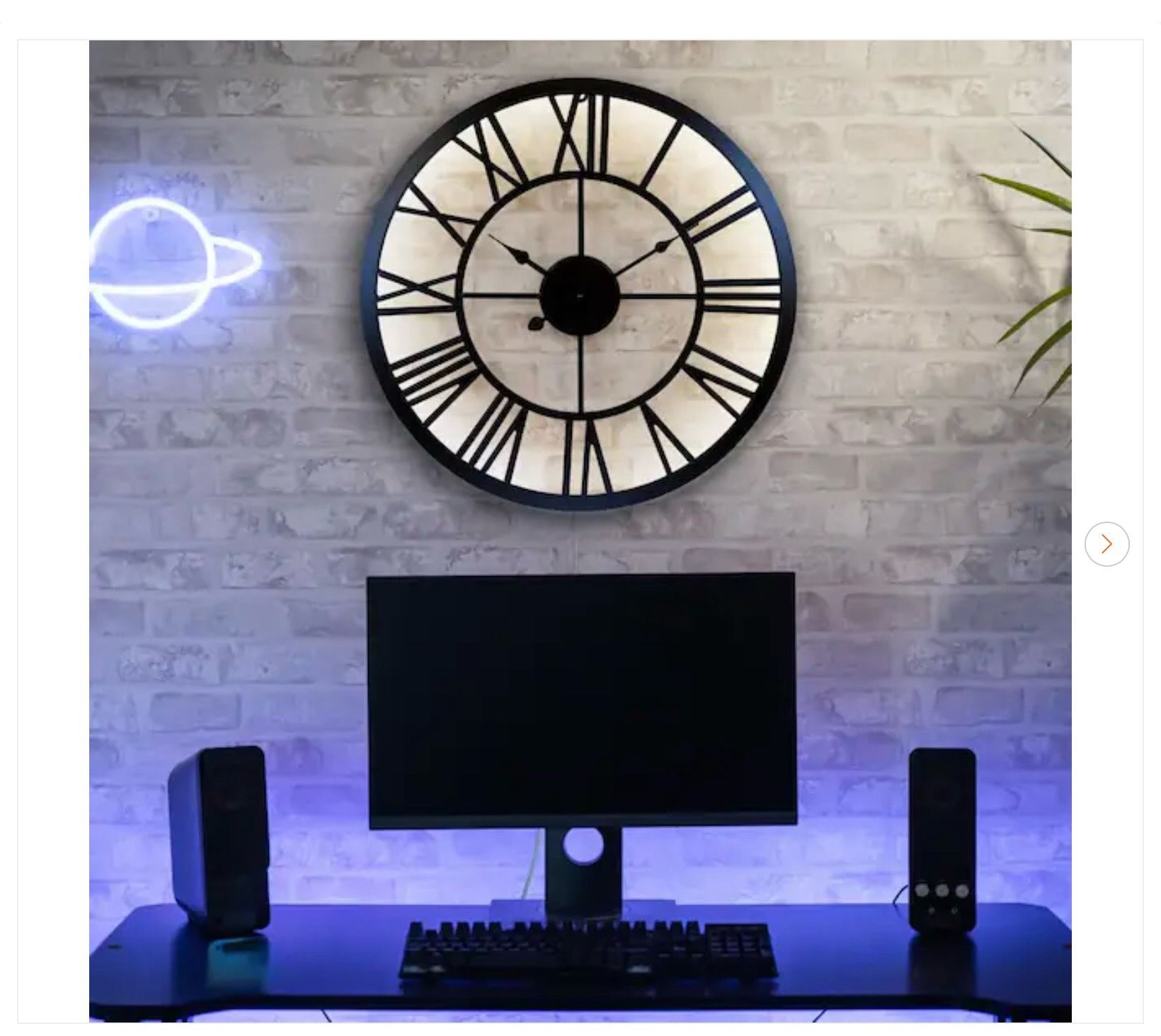 La Crosse Clock 19.7 in. Edison Lighted Analog Quartz Wall Clock