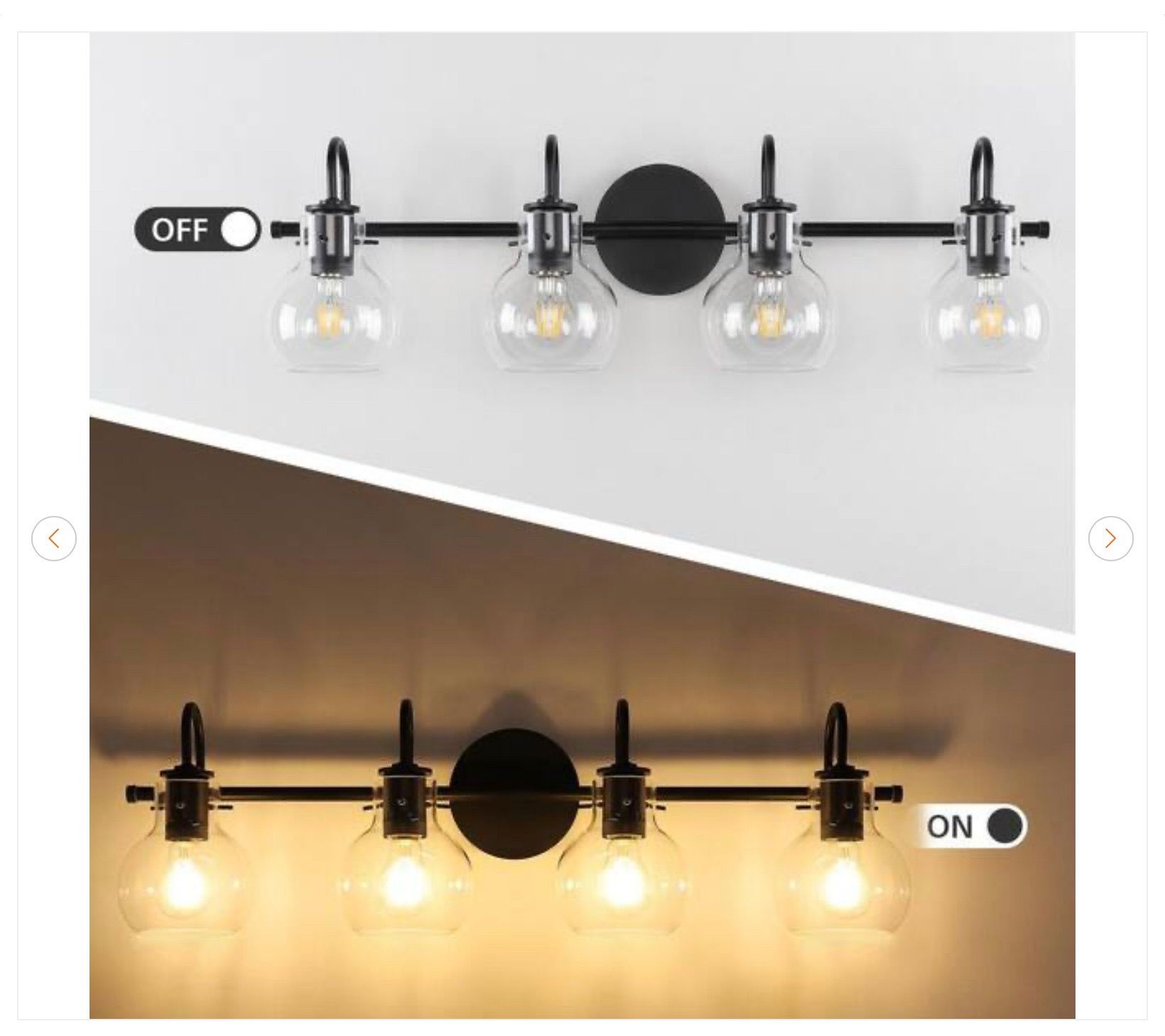 28.5 in. 4-Light Black Bathroom Vanity Light - photo 3