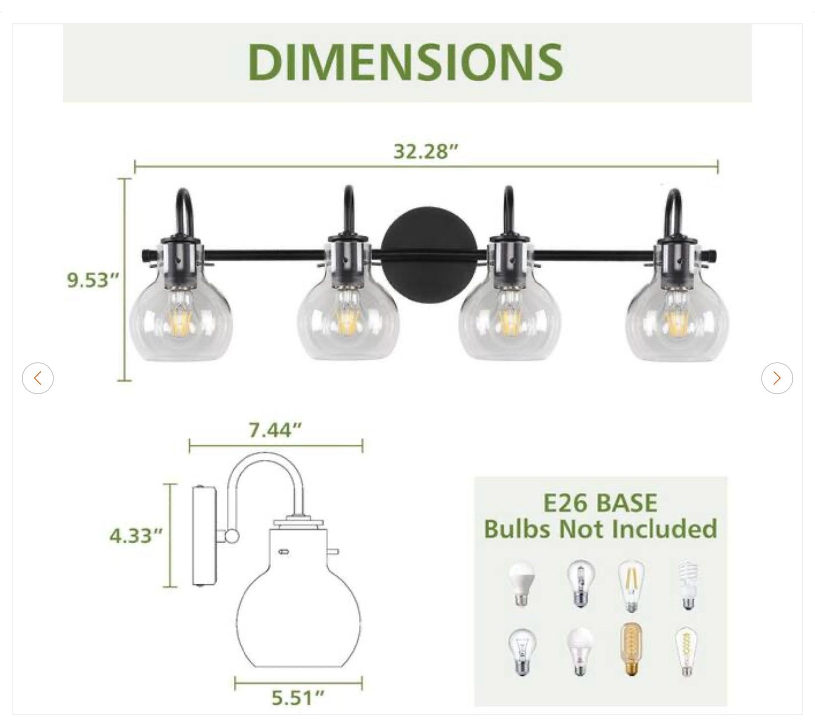 28.5 in. 4-Light Black Bathroom Vanity Light - photo 4