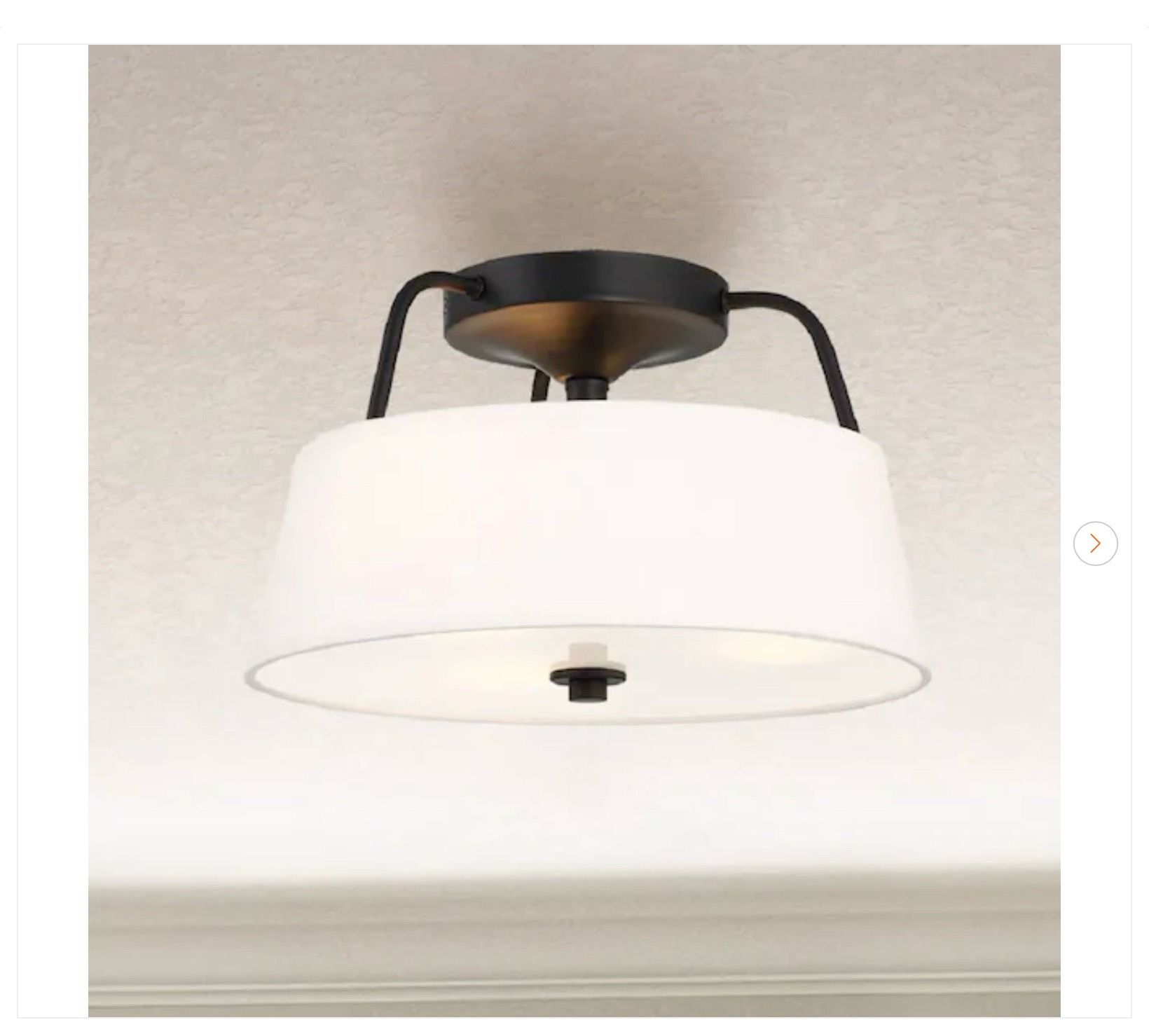 Heatherwood 14 in. 3-Light Matte Black Semi-Flush Mount - New