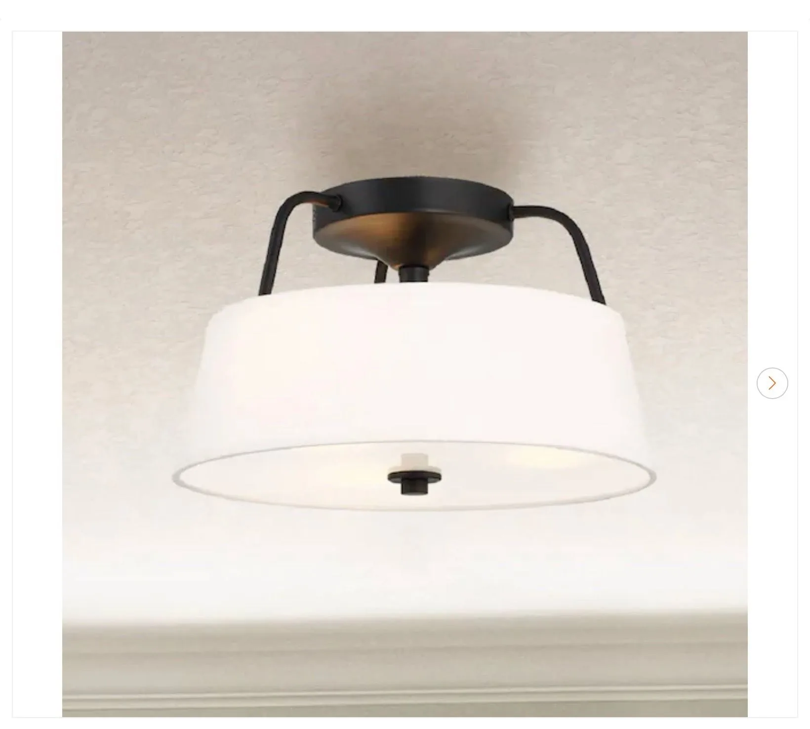 Heatherwood 14 in. 3-Light Matte Black Semi-Flush Mount - New