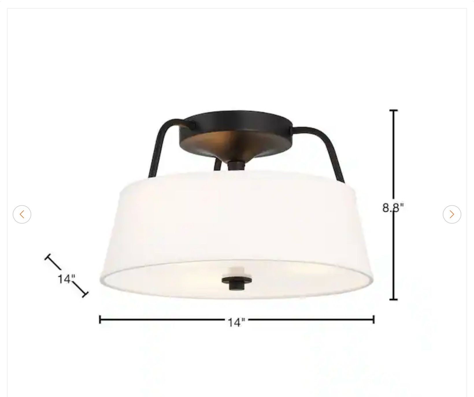 Heatherwood 14 in. 3-Light Matte Black Semi-Flush Mount - New - photo 3