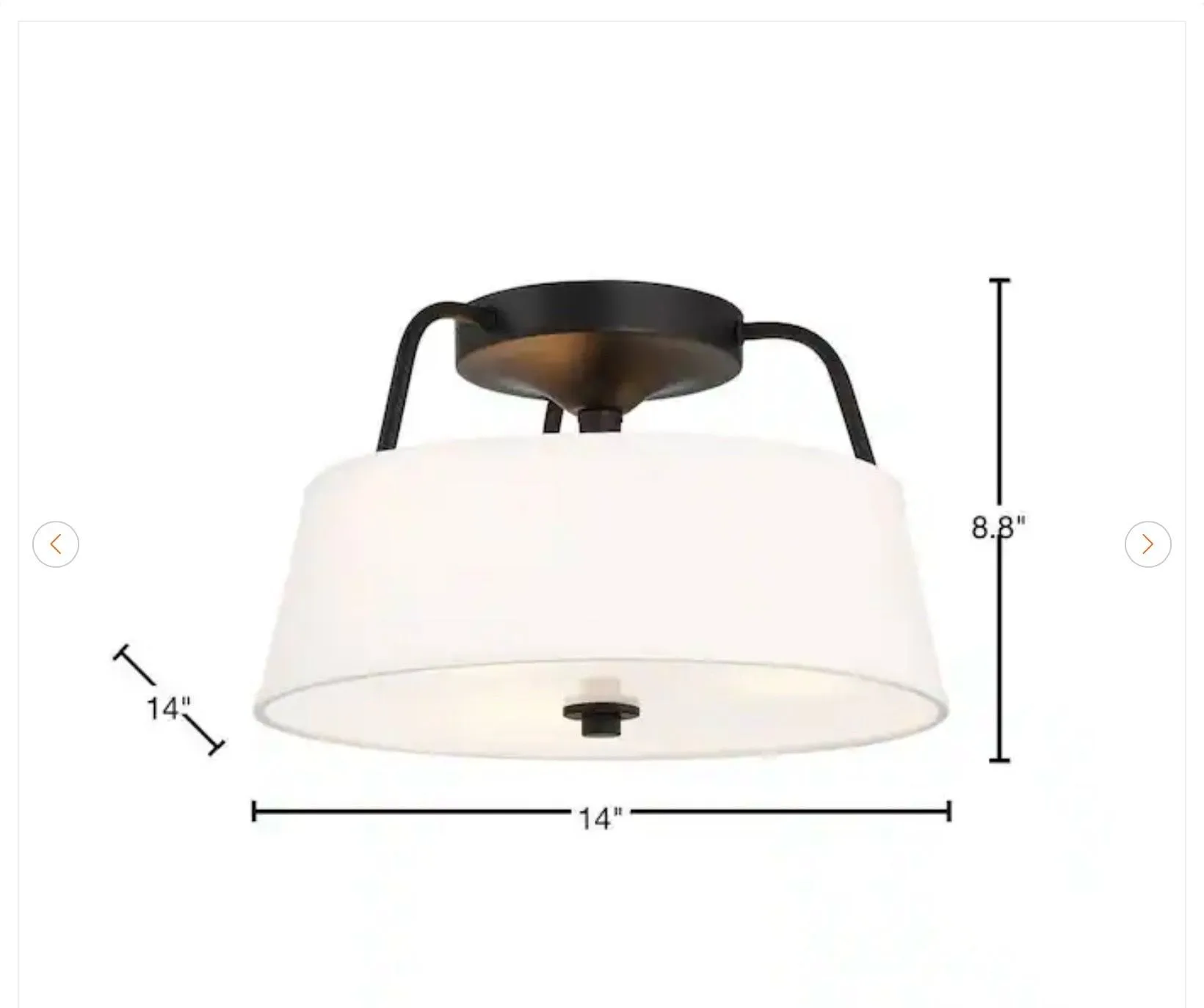Heatherwood 14 in. 3-Light Matte Black Semi-Flush Mount - New - photo 3