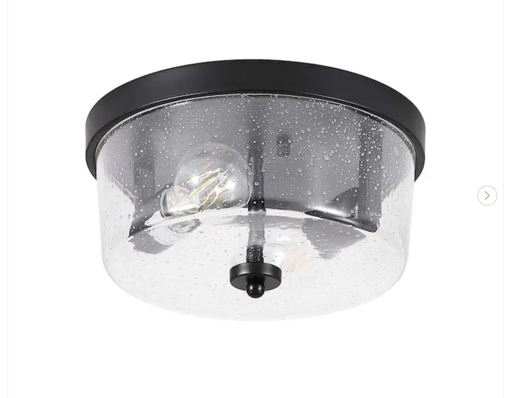 HKMGT 10.63 in. 2-Light Black Farmhouse Flush Mount