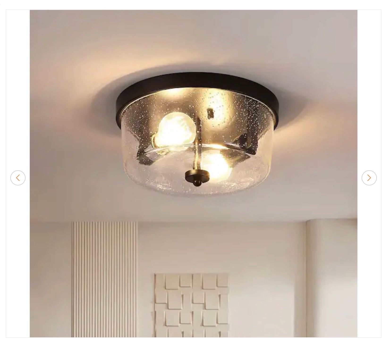 HKMGT 10.63 in. 2-Light Black Farmhouse Flush Mount - photo 2