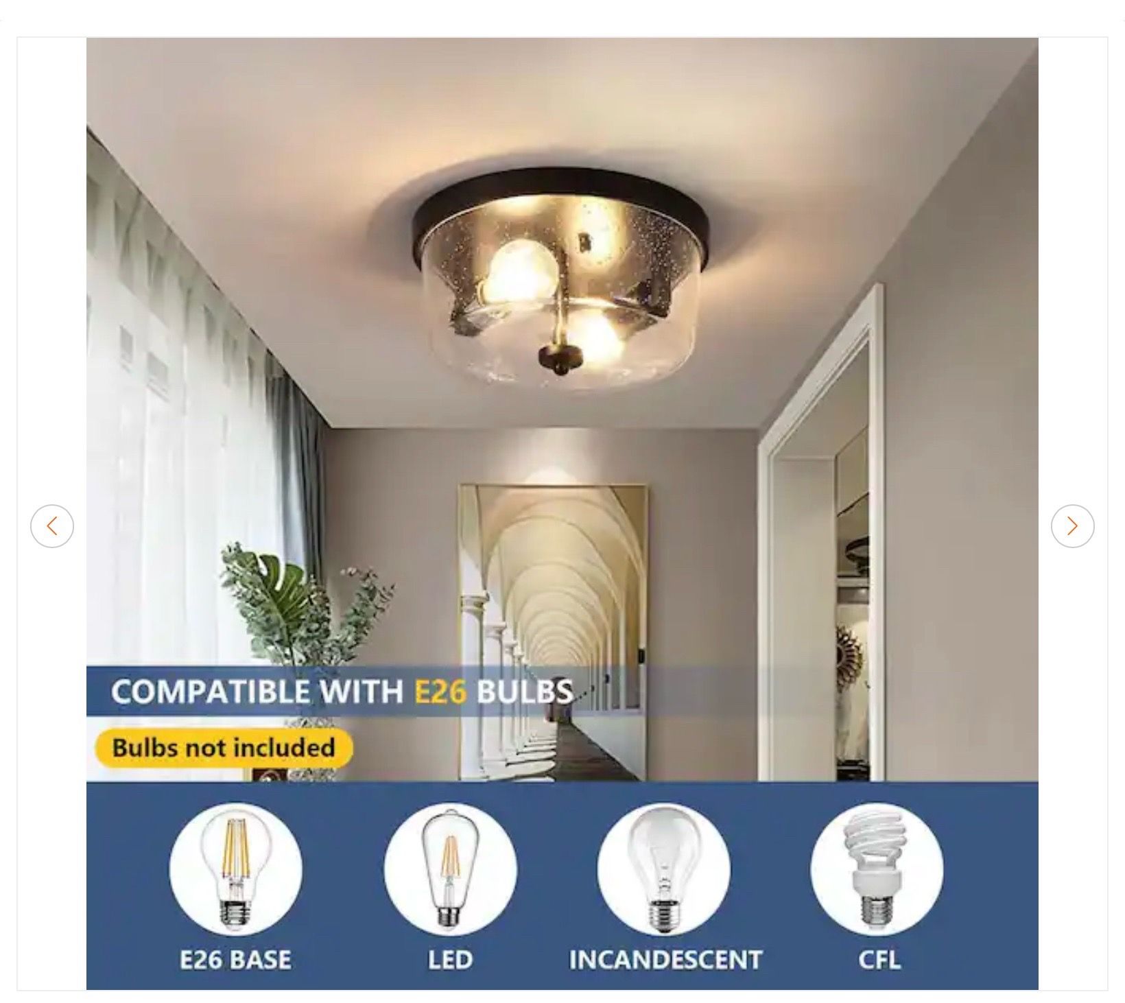 HKMGT 10.63 in. 2-Light Black Farmhouse Flush Mount - photo 5