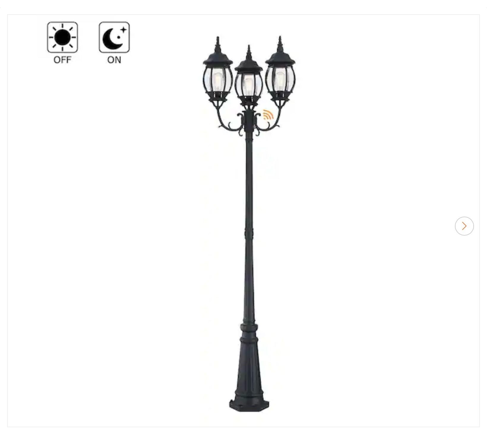 94" 3-Light Matte Black Outdoor Post Light - New
