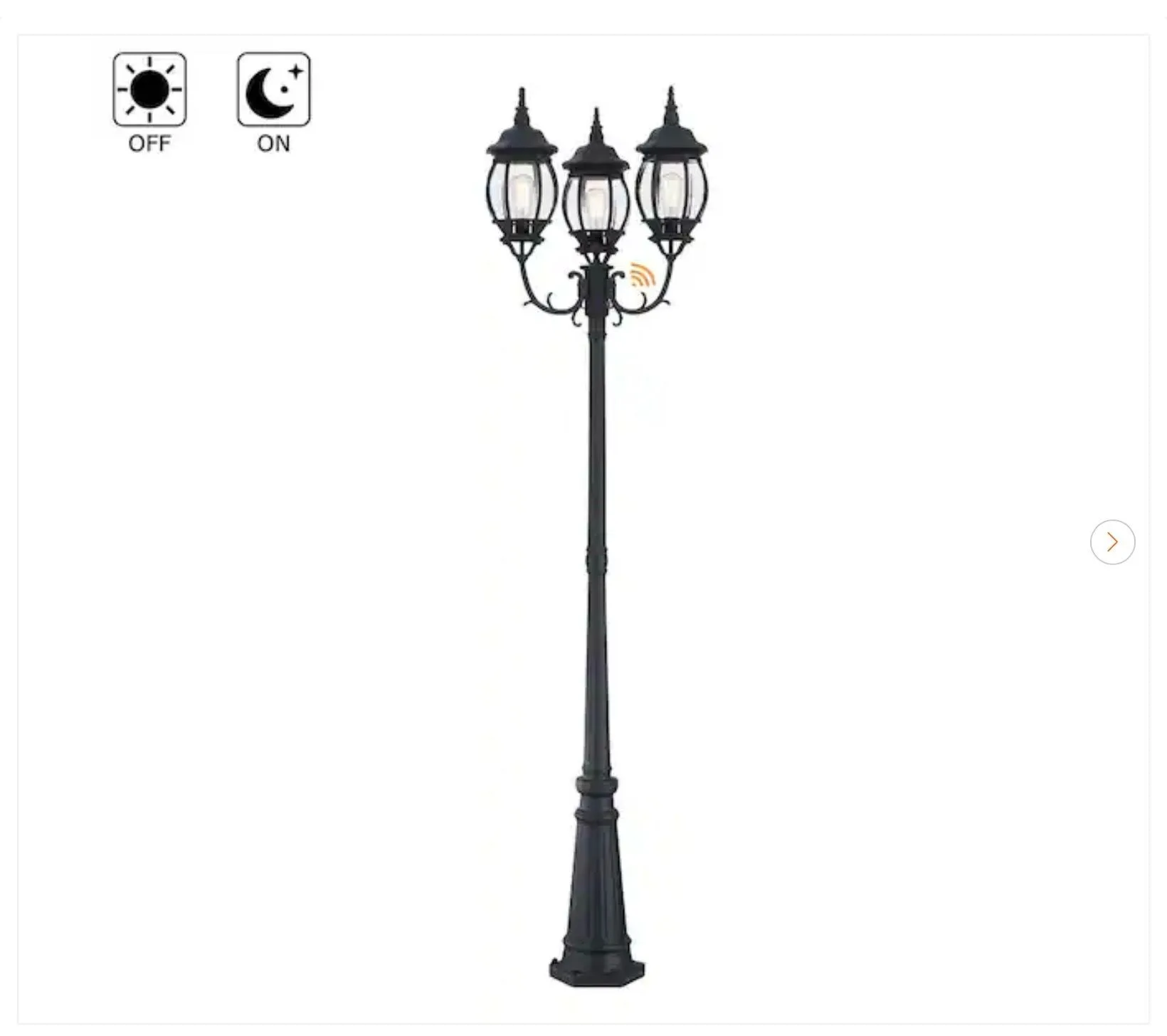 94" 3-Light Matte Black Outdoor Post Light - New