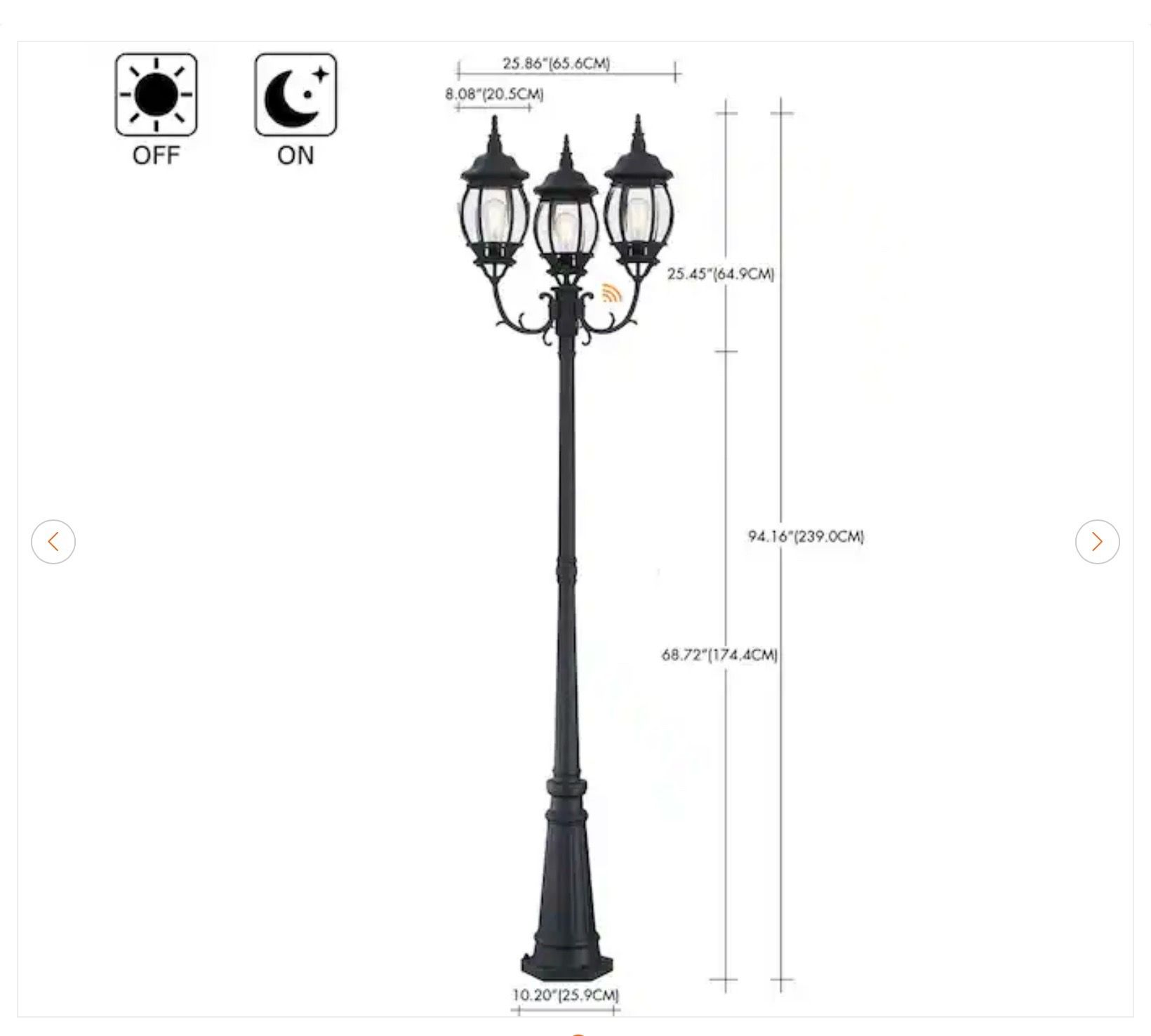 94" 3-Light Matte Black Outdoor Post Light - New - photo 3
