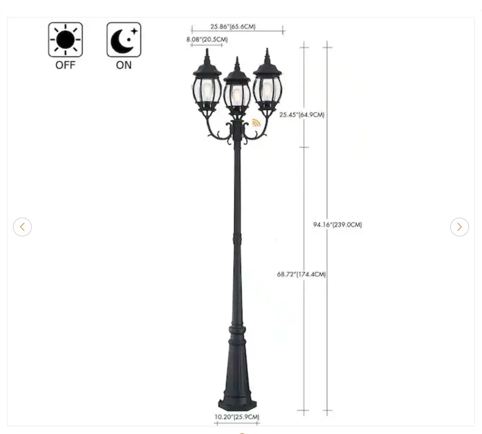 94" 3-Light Matte Black Outdoor Post Light - New - photo 3