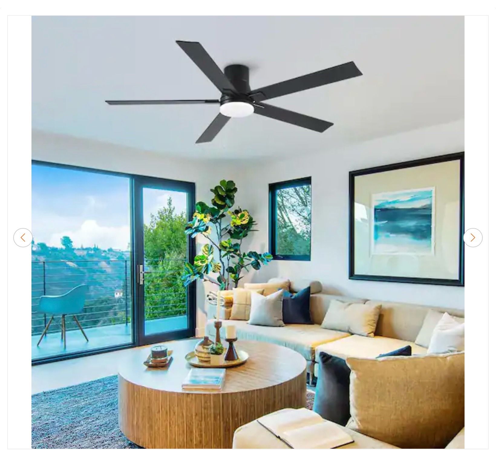 Stylish 60 in. Indoor Black Flush Mount Ceiling Fan with LED - photo 2