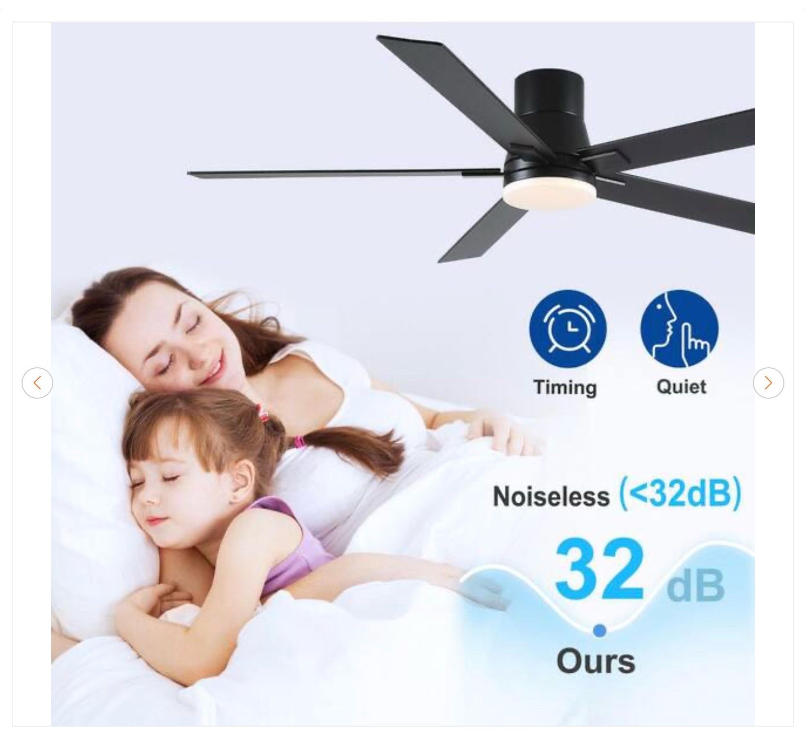 Stylish 60 in. Indoor Black Flush Mount Ceiling Fan with LED - photo 3